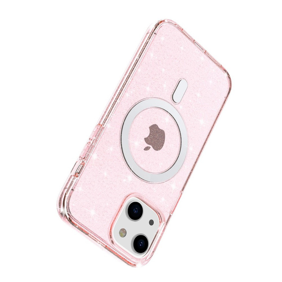 Чoхол до iPhone 14, Dropproof MagSafe Glitter, рожевий