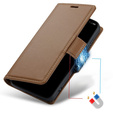 Чохол для Xiaomi 14T Pro, ERBORD Glossy Litchi, гаманець з клапаном, коричневий