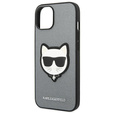 Чехол Karl Lagerfeld до iPhone 14 Plus, Saffiano Choupette Head Patch, серебряный
