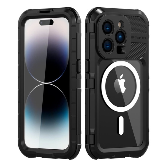 Водонепроникний чохол IP68 для iPhone 15 Pro Max, SHELLBOX MagSafe, чорний