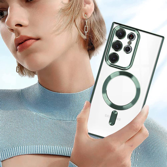 Чехол до Samsung Galaxy S23 Ultra, MagSafe Hybrid, зелёный