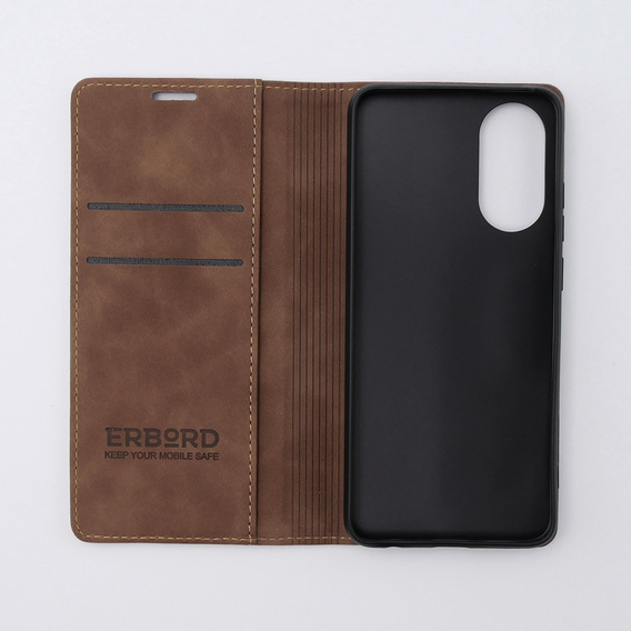 Чехол для Oppo A78 4G, ERBORD Vintage, бумажник с клапаном, кофе