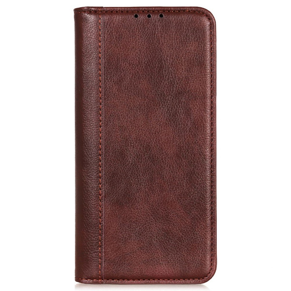 Чохол-фліп для Xiaomi Poco F6, Split Leather, коричневий