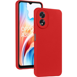 Чехол для Oppo A18 4G / A38 4G, Silicone Lite, красный + 9H стекло