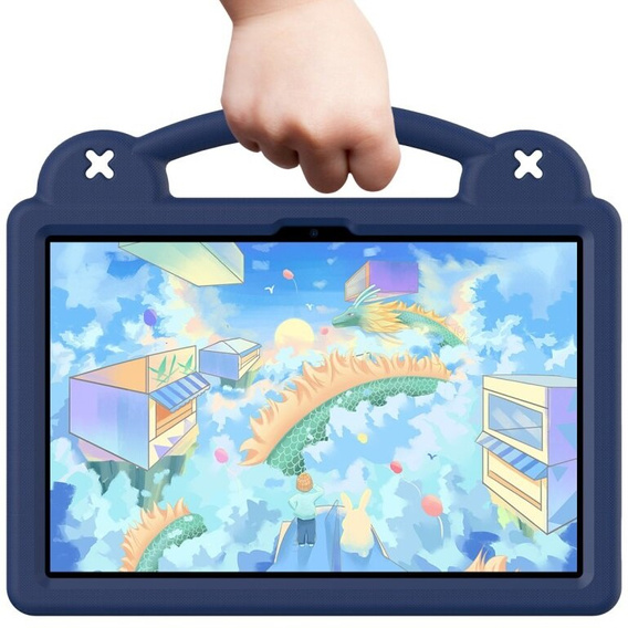 Детский чехол для Lenovo Tab M11, Cute Patterns, с подставкой, темно-синий