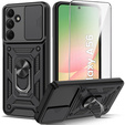 Броньований чохол для Samsung Galaxy A56, CamShield Slide, чорний + Загартоване скло 9H