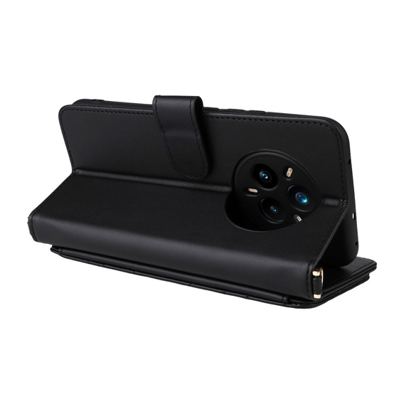 Чохол з клапаном для Realme 14 Pro+ 5G, Crossbody Leather Wallet, чорний