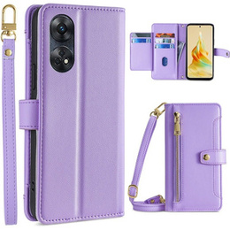 Чохол-книжка для Oppo Reno8 T 4G, Wallet Zipper Pocket, фіолетовий