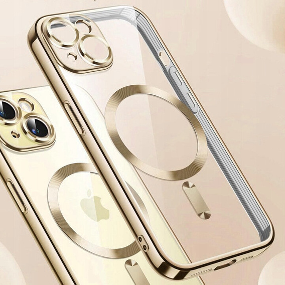 Чохол для iPhone 15, Electro MagSafe, золотий + Скло на екран