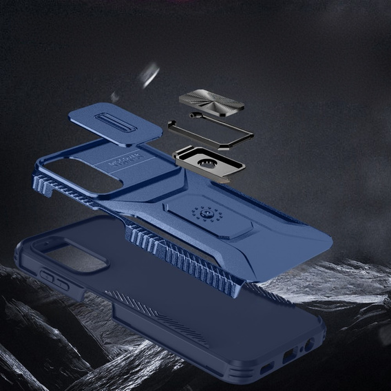 Бронированный чехол для Samsung Galaxy A15, бронированное кольцо Slide Ring, черный + 9H стекло