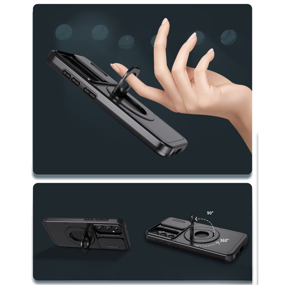 Бронированный чехол для Samsung Galaxy S23 FE, CamShield Magnet, черный + 9H стекло