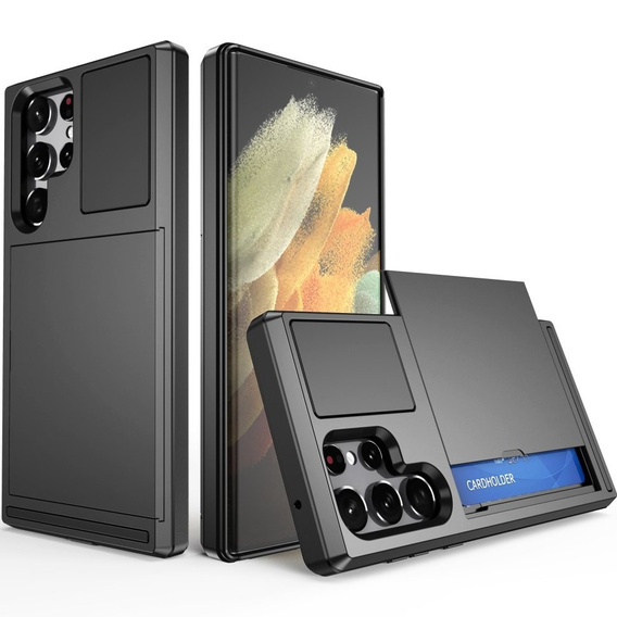 Чехол до Samsung Galaxy S23 Ultra, Sliding Card Holder, чёрный