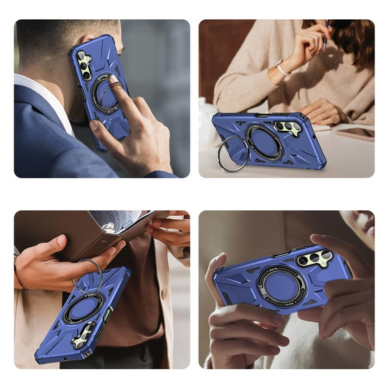 Чохол для Samsung Galaxy A54 5G, броньований з підставкою та ручкою, темно-синій