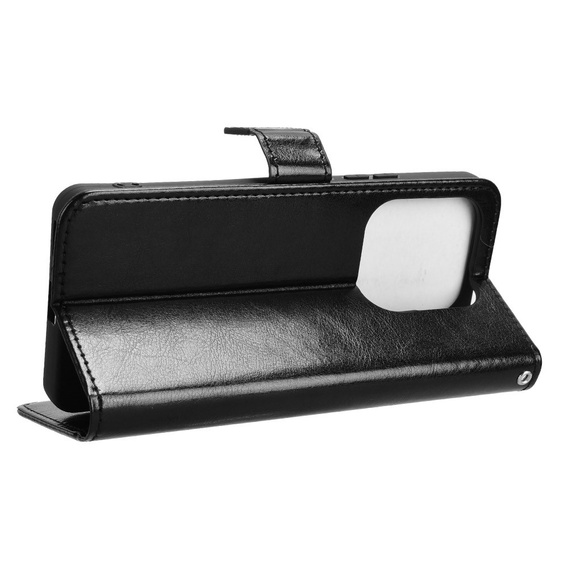 Откидной чехол для Xiaomi Redmi Note 14 5G, Crazy Horse Wallet, чёрный