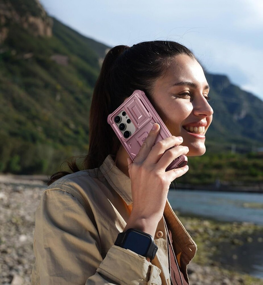 Бронированный чехол для Samsung Galaxy S24 Ultra, Dexnor Full Body (Two Frames), розовый rose gold