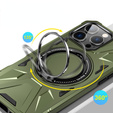 Чехол для iPhone 16 Pro Max, бронированный с подставкой и ручкой-планшетом, зелёный
