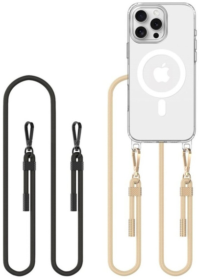 Чохол з ремінцем для iPhone 16 Pro Max, ERBORD MagSafe, прозорий + захисне скло