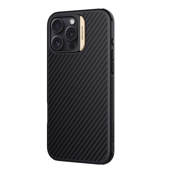 Чохол для iPhone 16 Pro Max, броньований Nillkin, Carbon Fiber, для Magsafe, золотий