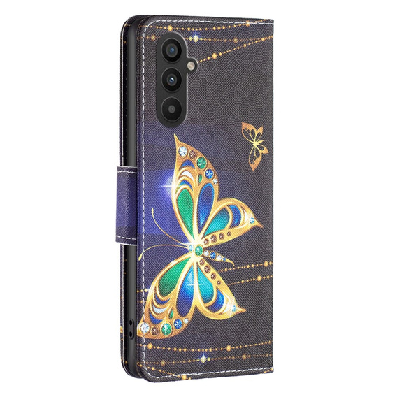 Чохол-книжка для Samsung Galaxy A25 5G, Wallet Butterfly, чорний + скло 9H 