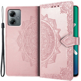 Чохол-книжка для Motorola Moto G14, Mandala, рожевий rose gold