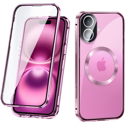 Магнітний чохол Dual Glass MagSafe для iPhone 16, рожевий rose gold