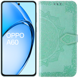 Откидной чехол для Oppo A60, Mandala, зелёный