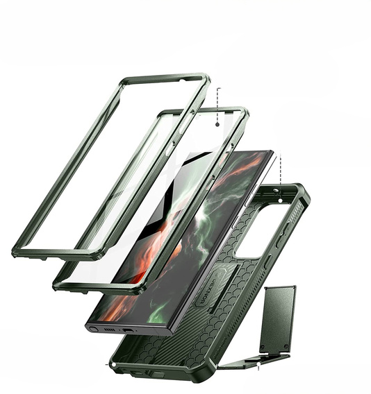 Броньований чохол для Samsung Galaxy S23 Ultra, Dexnor Full Body (Two Frames), зелений