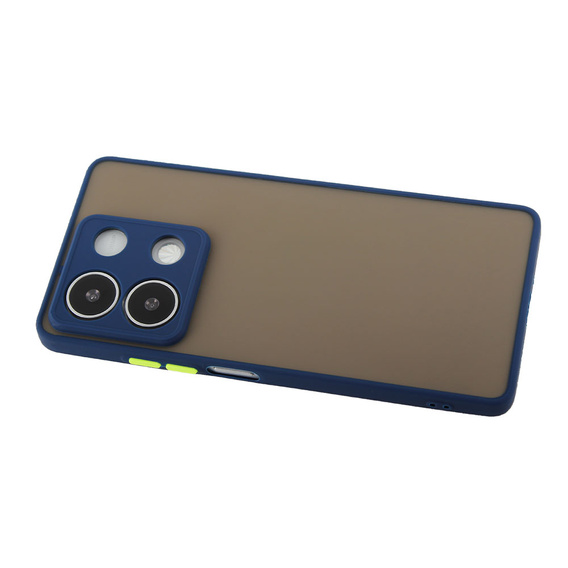 Силиконовый чехол для Xiaomi Redmi Note 13 5G, с защитой камеры, прозрачный / синий + закаленное стекло 9H