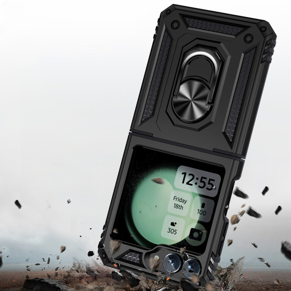 Бронированный Чехол до Samsung Galaxy Z Flip7 FE / Z Flip6, Nox Case Ring, чёрный