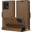 Чехол для Motorola Edge 50 Pro, ERBORD Glossy Litchi, кошелек с клапаном, коричневый