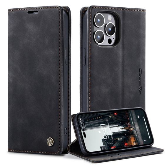 Чехол CASEME для iPhone 14 Pro, Leather Wallet Case, чёрный