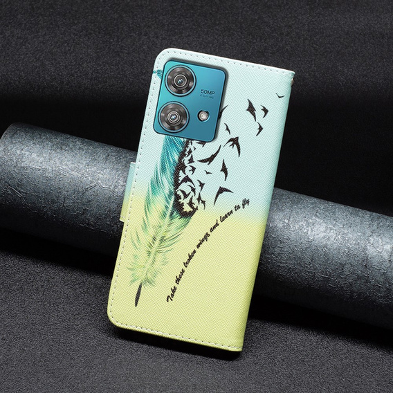 Откидной чехол для Motorola Edge 40 Neo, Wallet, feather, синий