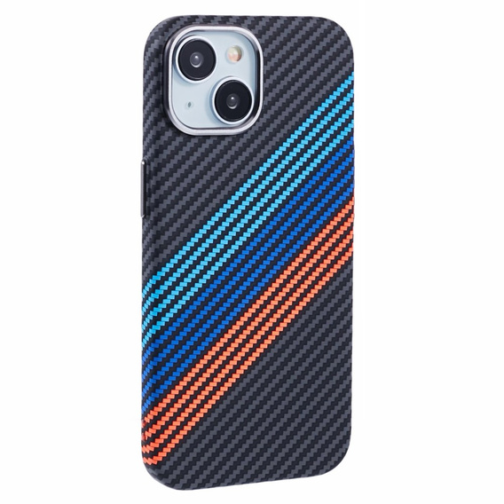 Чехол для iPhone 13, Carbon Fiber MagSafe, темно-синий