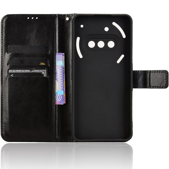 Футляр з клапаном для Nothing Phone 3A, Crazy Horse Wallet, чорний