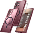 Чехол для Samsung Galaxy S25 Ultra, для MagSafe, ERBORD Matt Case, бордовый + стекло для экрана