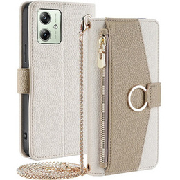 Чохол-книжка для Motorola Moto G54 5G, Wallet Zipper Pocket, з дзеркалом, білий