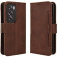 Откидной чехол для Oppo Reno 12 Pro, Card Slot, коричневый