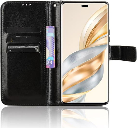 Футляр з клапаном для Honor Magic 7 Lite, Crazy Horse Wallet, чорний