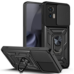 Бронированный чехол для Iphone 15 Pro Max бронированное кольцо Slide Ring, черный + 9H стекло