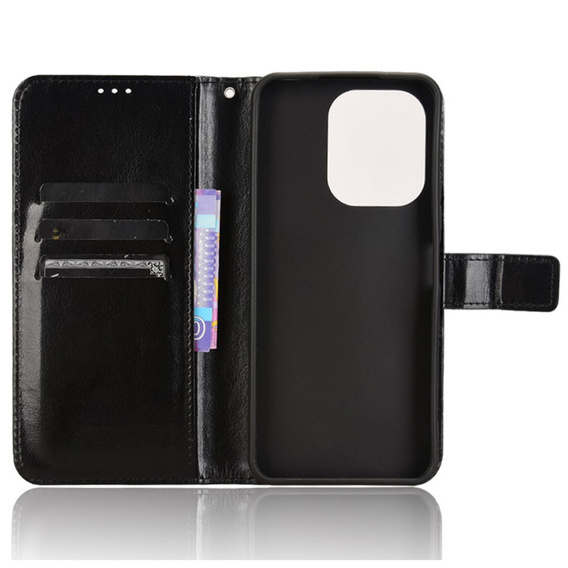 Откидной чехол для Xiaomi Redmi 13, Crazy Horse Wallet, чёрный