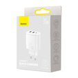 Зарядний пристрій BASEUS 2xUSB + USB Type-C, 30W - White