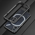 Чехол для Nothing Phone 2a, Armor Bumper, с крышкой объектива, чёрный / серебряный