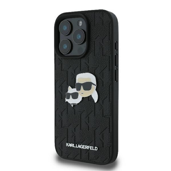 Чехол Karl Lagerfeld Hardcase Monogram Karl & Choupette Head Pin для iPhone 16 Pro