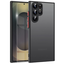 Тонкий корпус для Samsung Galaxy S25 Ultra, Slim, прозрачный / черный + закаленное стекло 9H