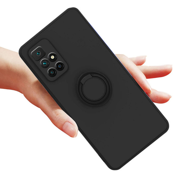 Чехол Smooth KickStand Ring до Xiaomi Redmi 10, Black