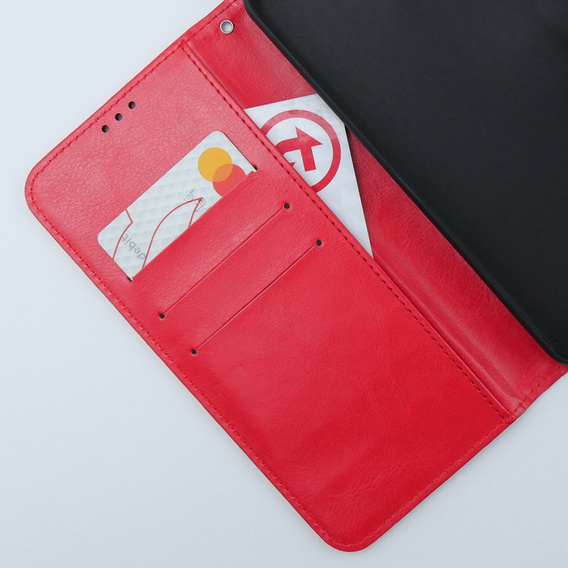 Откидной чехол для Motorola Moto G54 5G, Crazy Horse Wallet, красный