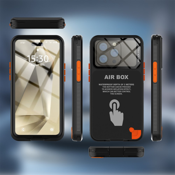 Водонепроникний чохол IP68 для iPhone 15 Pro, SHELLBOX Air Box, чорний