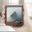 Чохол для Samsung Galaxy Z Flip7 FE / Z Flip6, CASE Litchi Leather, коричневий