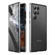 Чохол для Samsung Galaxy S23 Ultra, Magnetic Dual Glass, сріблястий