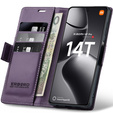 Чохол для Xiaomi 14T Pro, ERBORD Glossy Litchi, гаманець з клапаном, фіолетовий